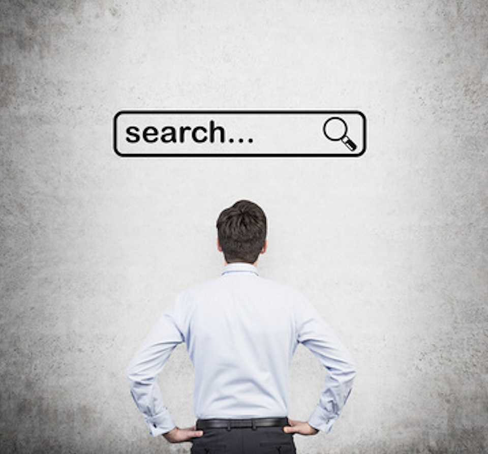 Man staring at search field